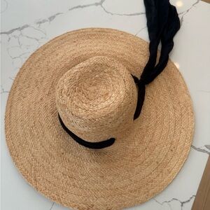 Kathy Jeanne Straw floppy Sunhat with Black Ribbon